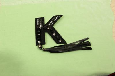 China K Shaped 3D Embroidery Patches PVC Material Multistrand Black Color for sale