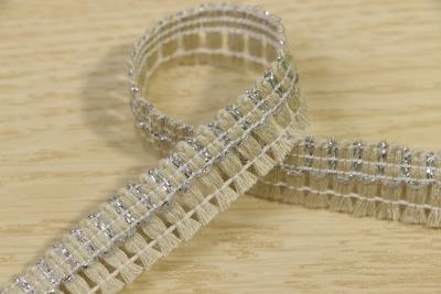 China Fringe Woven Fabric Tape Multiapplication With Silver Metallic Thread for sale