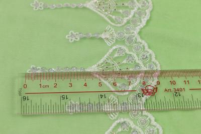 China Multifeature Sequin Lace Trim , White Eyelet Trim OEKO TEK 100 Approved for sale