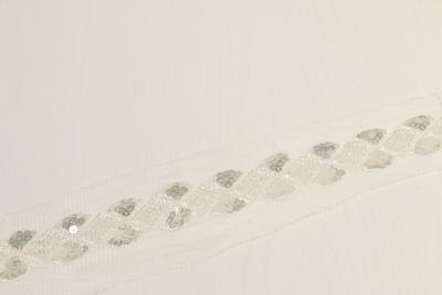 China Delicate Fanlike Sequin Lace Trim 60mm Width Bugles Equipped for sale