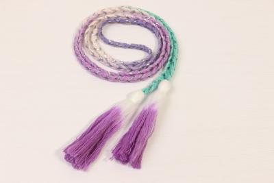 China Dip Dyed Gradient Multi Color Composite Drawcord With Silver Metallic Thread for sale