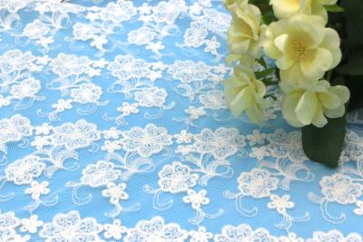 China 120cm Nylon Mesh 100% Polyester Lace Fabric Thread Allover Textiles for sale