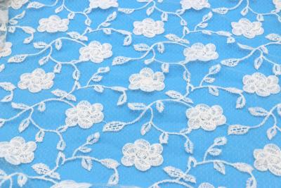 China Chemical Diamond Mesh Allover Lace Fabric With Polyester Yarn Flora Style for sale