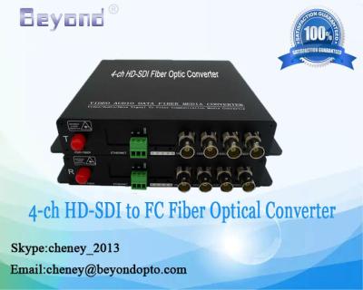 China 4-ch HD-SDI video to FC singlemode Optical fiber media converter,applicable security monitoring cameras for sale