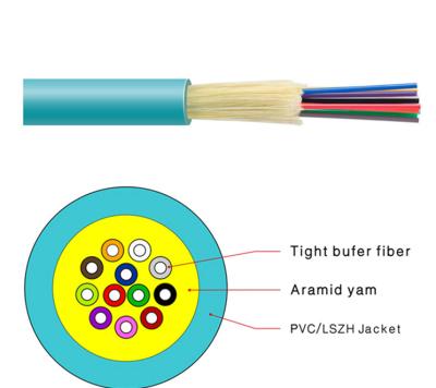 China Tight Buffer GJFJV 12 Core Optical Fiber Cable for sale