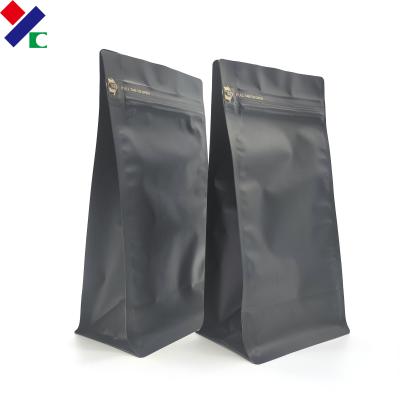 China bolso inferior plano de 250g Front Zipper Kraft Paper Coffee con la válvula 100 micrones en venta