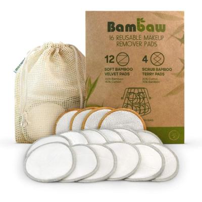 China Organic Bamboo Cotton Terry Soft Facial Wipes Face Clean Pocket Makeup Remover Pads Reusable à venda