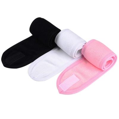 China White Elastic Ajunstable Terry Cloth Spa Headband Stretch Towel Washable Facial Band Makeup Headband For Women for sale