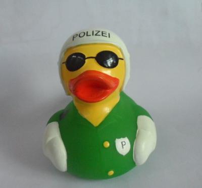 China 8cm Length Uniform Traffic Police Squeezing Rubber Ducks Green With White Helmet for sale