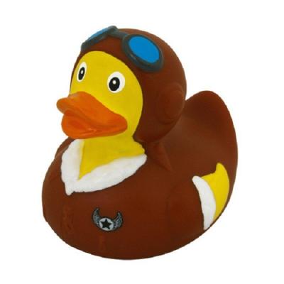 China ISO certificated Weighted Brown Aviator Rubber Duck With Sunglasses Promotional Gift for sale