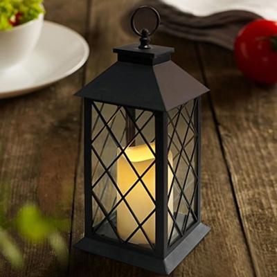 China Vintage Indoor Black Lantern Flameless LED Candles With Plastic Wavy And Drip for sale