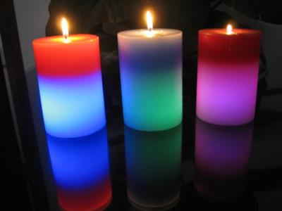China Light Activated Pillar Flameless LED Candles Rainbow Color Changing Eco Friendly for sale