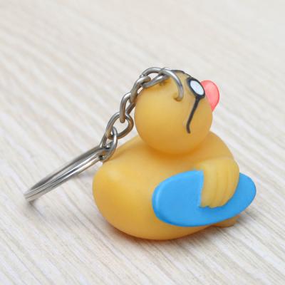 China Phthalates Free Yellow Assorted Surfing Duck Toy With Keychain Collection for sale