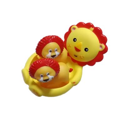 China Cute Squeezing Rubber Ducks / Lion Animal Bath Toys Set Floating Elephant Toy Set for sale