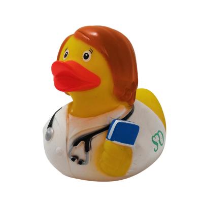 China Lovely Doctor Type Squeezing Rubber Ducks Logo Printing Floating Style EN71 for sale