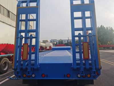 China Op maat gemaakte 3-assige platte half-aanhangwagen Traktortrucks 40 Ft Semi Low Bed Trailer Te koop