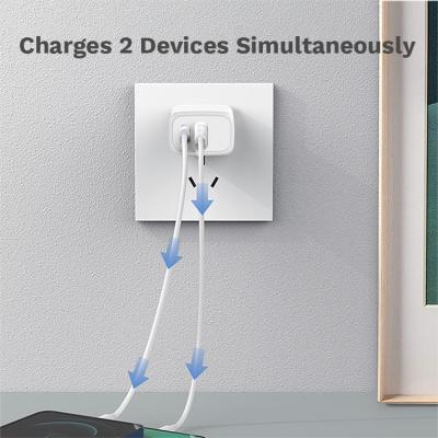 China UAP202 PD Power Adapter Dual Port 20W Usb C Wall Charger Voeding Te koop