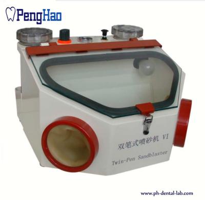 China Micro Motor Dental Equipment Products Twin Pen Metal Sandblaster Machine 50W for sale
