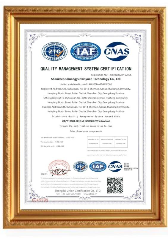 ISO 9001:2015 standard - HK LIANYIXIN INDUSTRIAL CO., LIMITED