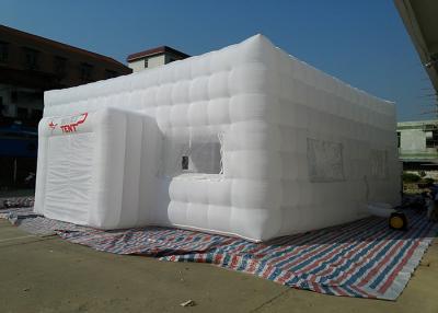 China Waterproof White Inflatable Camping Tent 10mLX10mWX4.2mH Inflatable Event Tent for sale