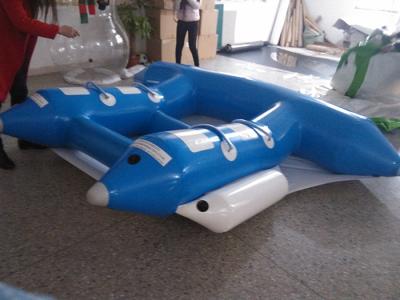 China Groenachtig blauwe 0.9mm van het Watersporten van pvc de Banaanboot 4m * 3m/3m*2.3 M Te koop