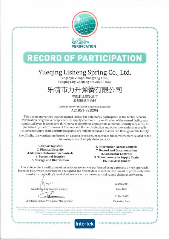 GSV - Zhejiang Lisheng spring co.,ltd