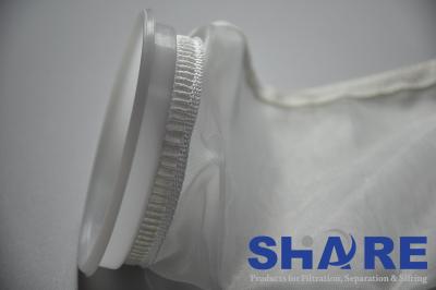 中国 プラスチックつば/ドローストリングの上つばが付いている縫われた構造のナイロン網のこし器袋 販売のため
