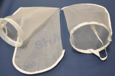China High Removal Efficiency Nylon Filter Bags , Filter Media Bags With Steel Ring for sale