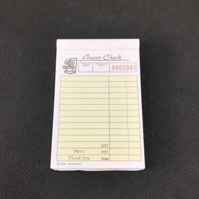 China Hotel Guest Check Printing Black Ink for Hotel Administration for sale