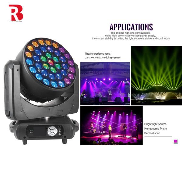 Quality 37*15W LED High Brightness RGBW 4in1 Wash Moving Head Light For Party Concert for sale