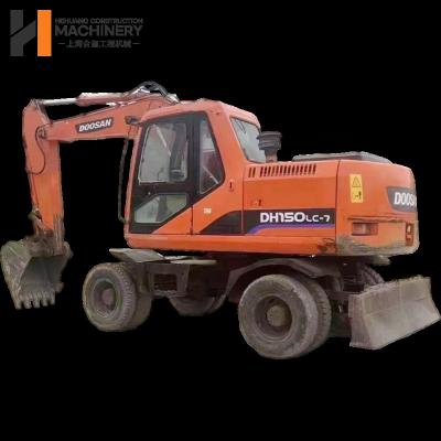 China Doosan 150 Used Wheel Excavator With Turbocharged Engines Dual Tires for sale