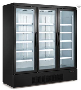 China 1500L Glass Door Upright Freezer Full Size For Meat Ice Cream for sale