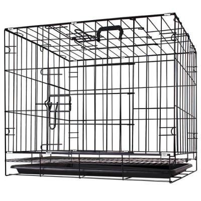 China Black Metal Outdoor Large Folding Dog Cage Removable for sale