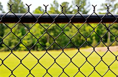 China Commercial Black PVC Coated Chain Link Fence Fabric For School Sports Fence for sale