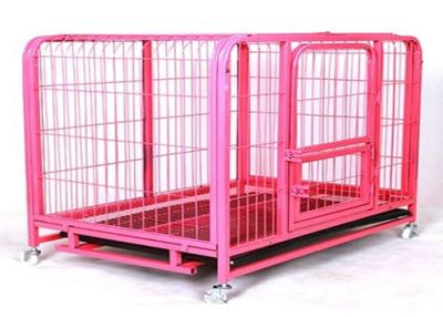China Pink Color Metal Wire Mesh Collapsible Dog Crate Kennel Cage Can Customized for sale