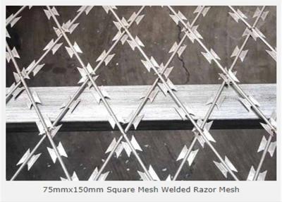 China Silver Galvanized Welded 3.2mm Razor Wire Mesh 75x150mm Opening for sale
