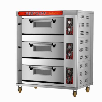 China Timer Function Commercial Baking Equipment 3 Deck 6 Trays Gas Baking Oven for sale
