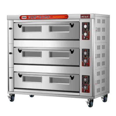 China Multifunctional 3 Deck 9 Trays Gas Pizza Oven for Commercial Baking of Wheat Products for sale