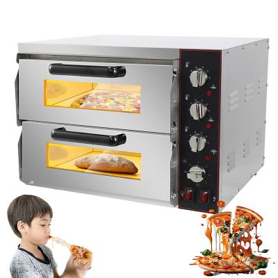 China 2 Deck Stainless Steel Counter Top Electric Pizza Snack Oven with Independent Chambers for sale