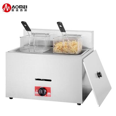 China Multi-functional 12L Commercial 1 Tank 2 Basket Table Top Stainless Steel Lpg Gas Fryer for sale