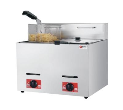 China Gas Powered 6L 6L Commercial Stainless Steel 2 Tanks Lpg Deep Fryer for Quick Cooking for sale