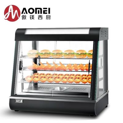 China Electric Commercial Food Warmer Display Showcase with Glass Cover and Stainless Steel Body for sale