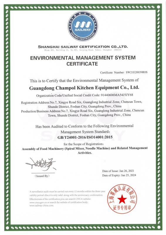 Environmental managements - Guangdong Chef PRO Kitchen Equipment CO., LTD