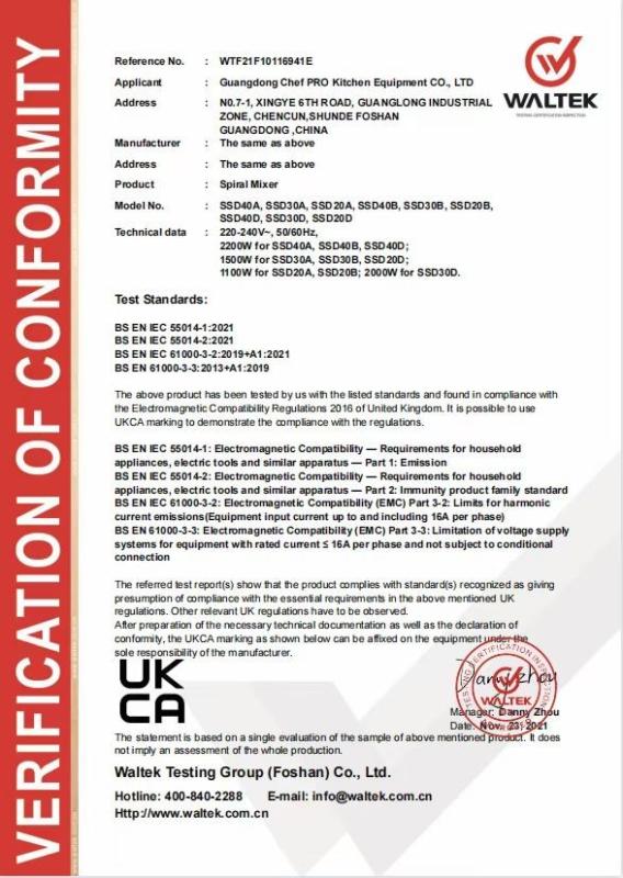 UKCA - Guangdong Chef PRO Kitchen Equipment CO., LTD