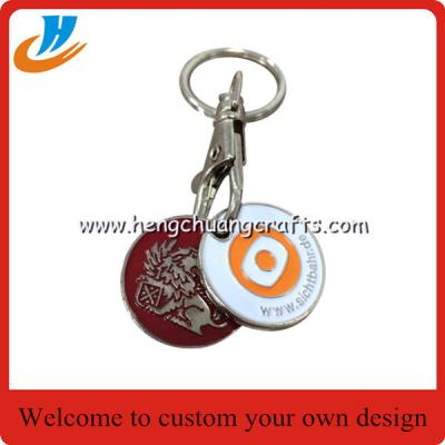 China K003 metal trolly coin keychain with custom logo&shopping cart coin holder keychain for sale