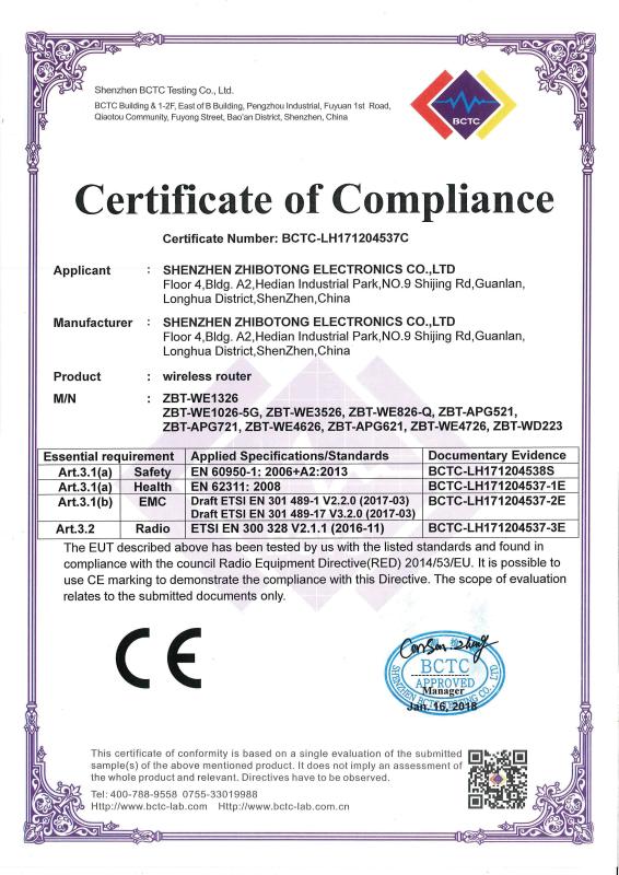 CE - Shenzhen Zhibotong Electronics Co., Ltd.