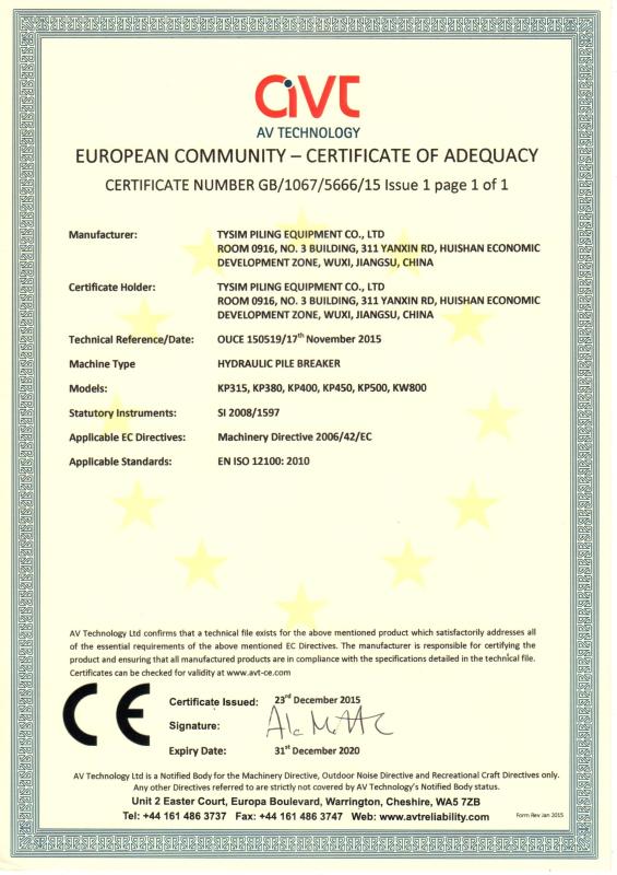 CE Certificate - TYSIM PILING EQUIPMENT CO., LTD
