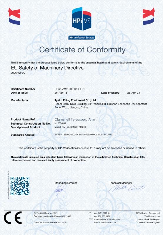 CE Certificate - TYSIM PILING EQUIPMENT CO., LTD