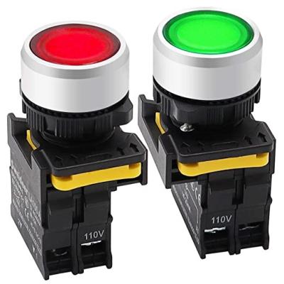 China prenda impermeable llevada roja y verde IP65 SPST 10A de 2Pcs de los indicadores luminosos 110V-220V 1NO 1NC en venta
