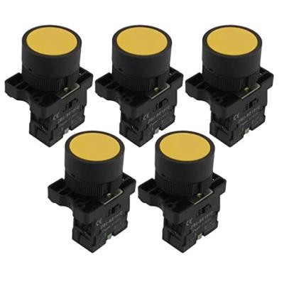 China 22mm Yellow Pilot Indicator Light Sign Momentary Push Button Switch 600V 10A for sale